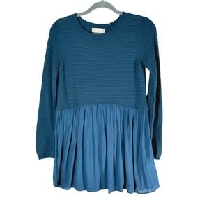 Altar'd State Teal Knit Peplum Tunic Sweater Top mini dress Size S maximalism